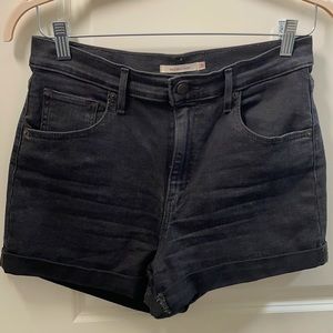 Levi’s black mile high denim shorts, very stretchy!